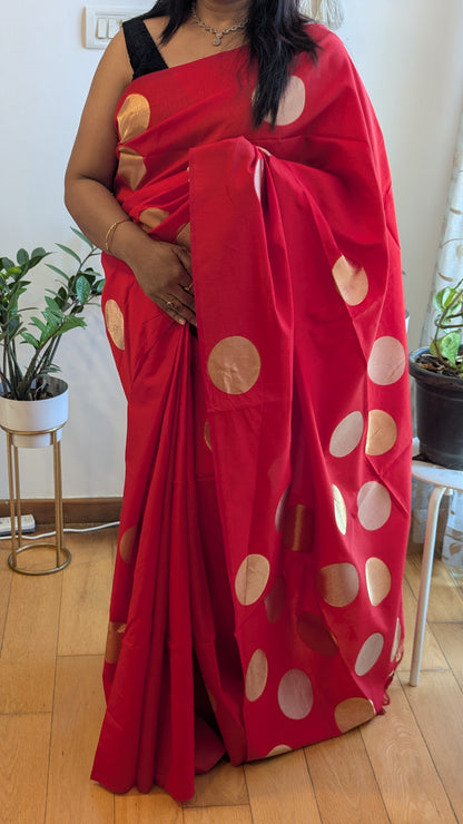 Red Dupion Silk saree