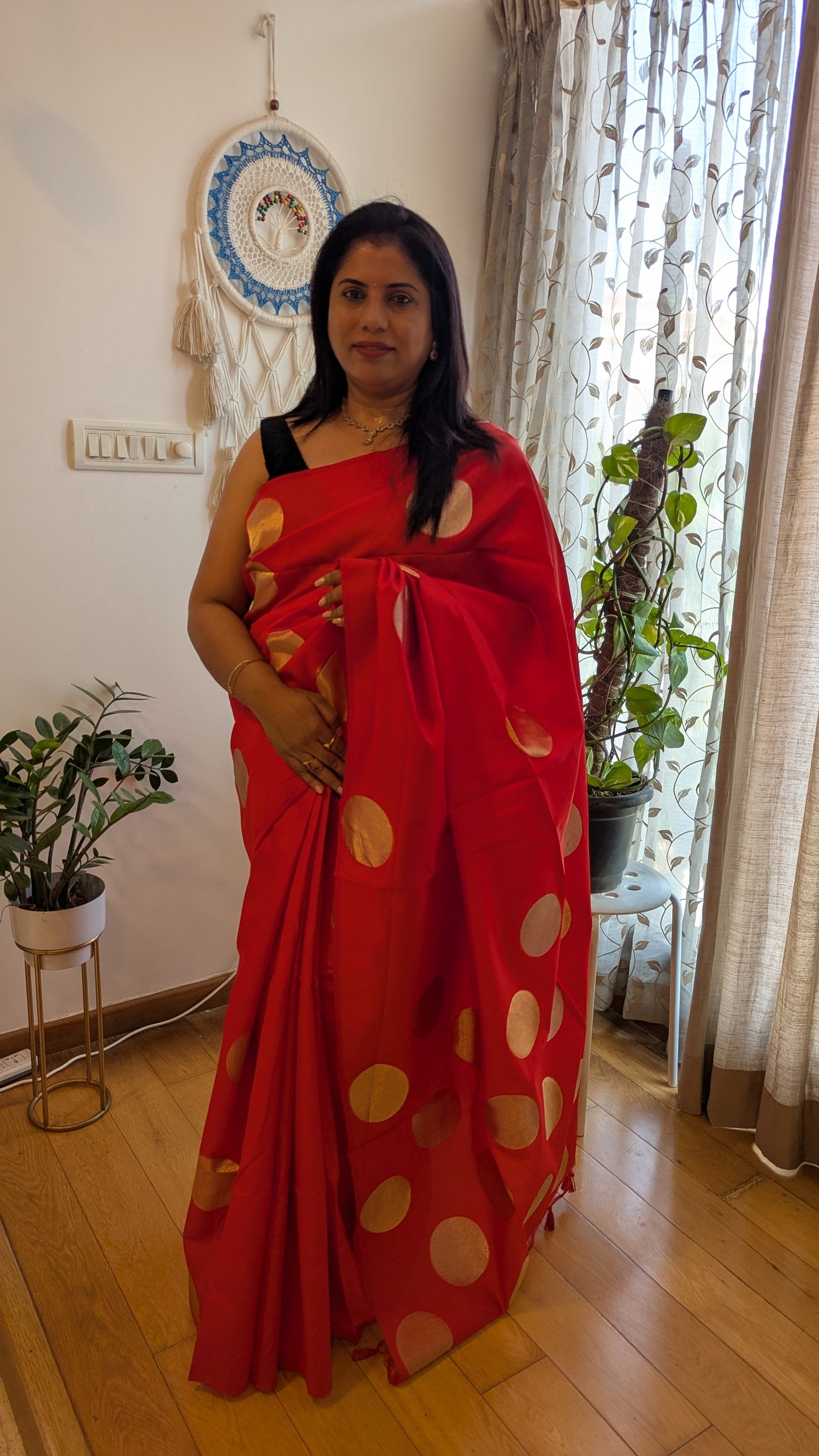 Red Dupion Silk saree