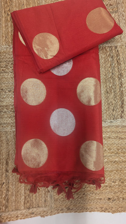 Red Dupion Silk saree