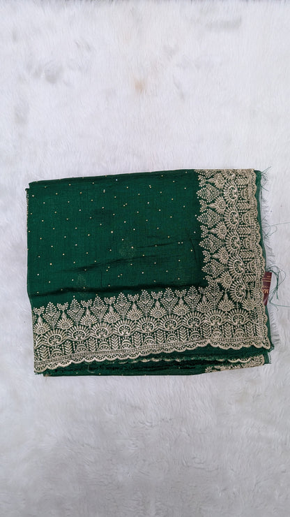 Green and Golden Zardozi Work border Saree