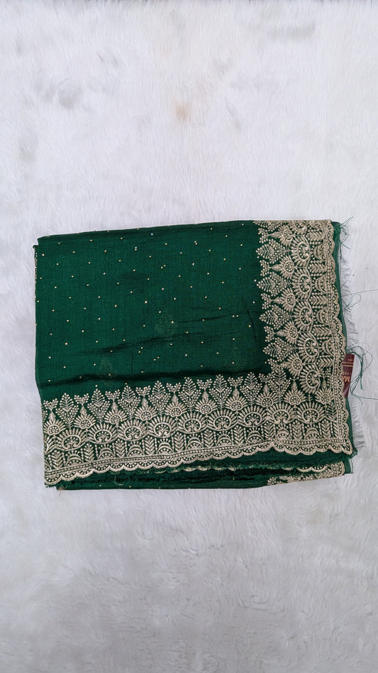 Green and Golden Zardozi Work border Saree