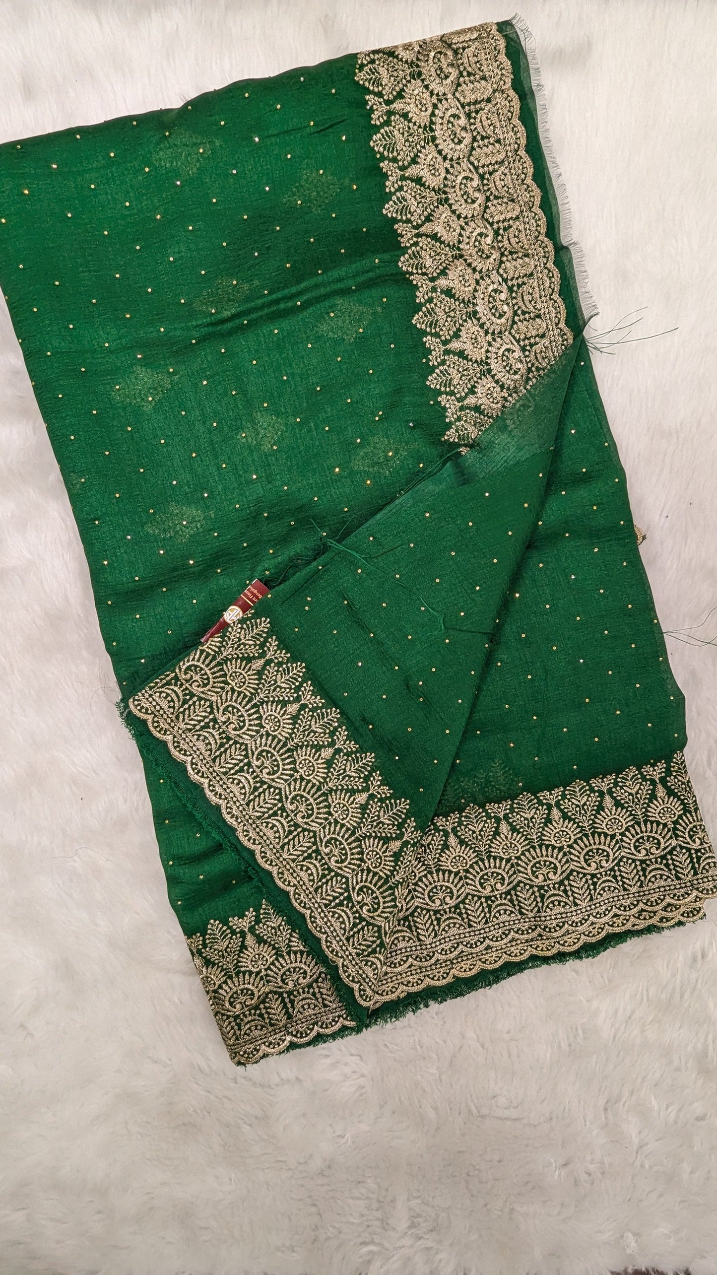 Green and Golden Zardozi Work border Saree