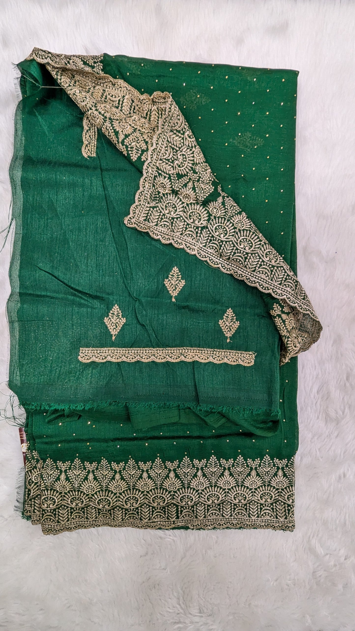 Green and Golden Zardozi Work border Saree