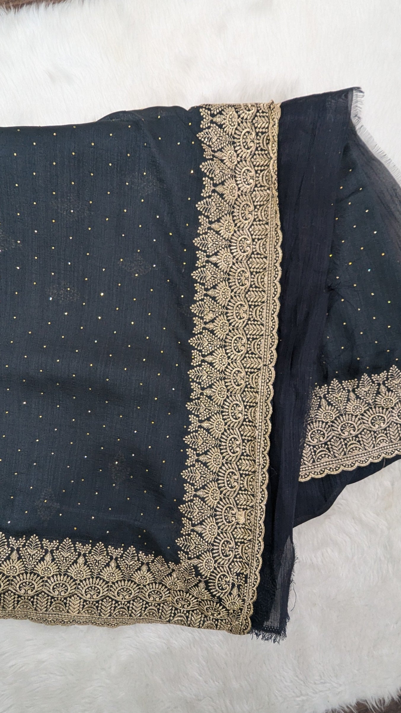 Elephant Grey and Golden Zardozi Work border Saree