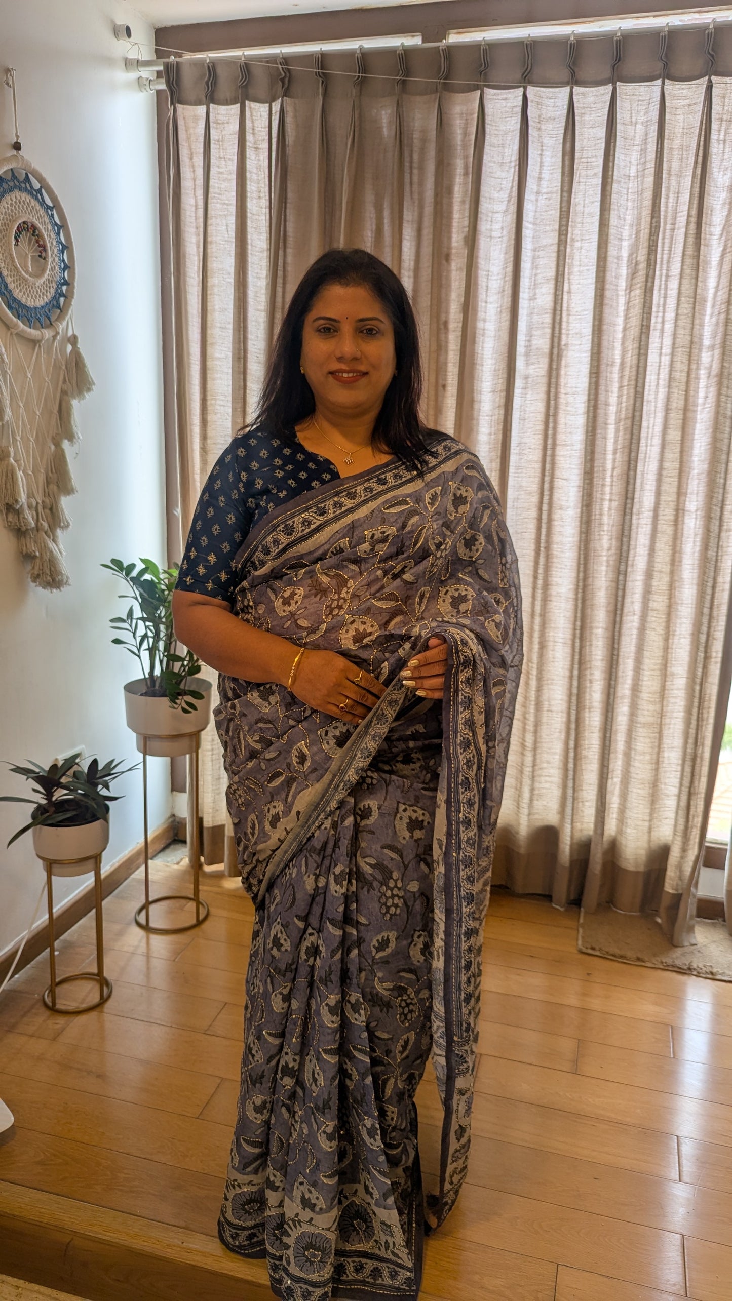 Soft Cotton Handmade Kantha Work Saree