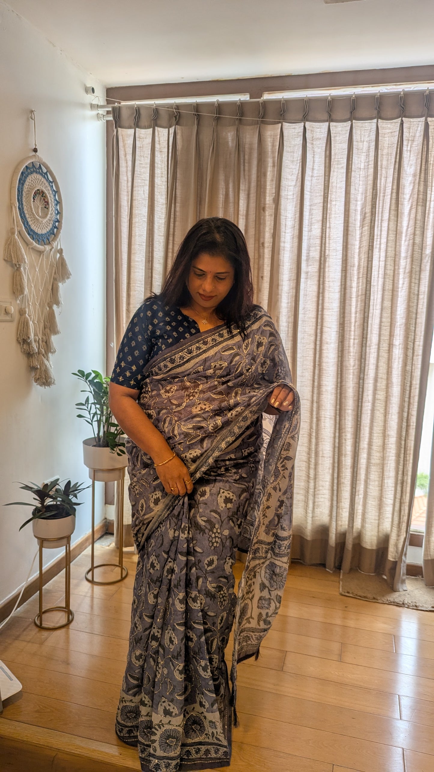 Soft Cotton Handmade Kantha Work Saree