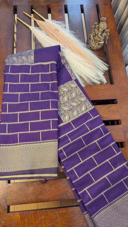 Purple Checks Crepe Silk