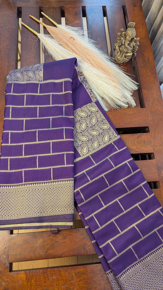 Purple Checks Crepe Silk