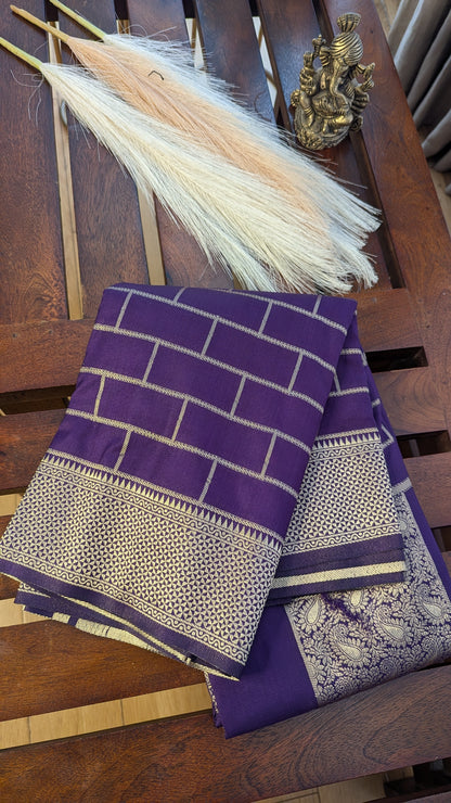 Purple Checks Crepe Silk