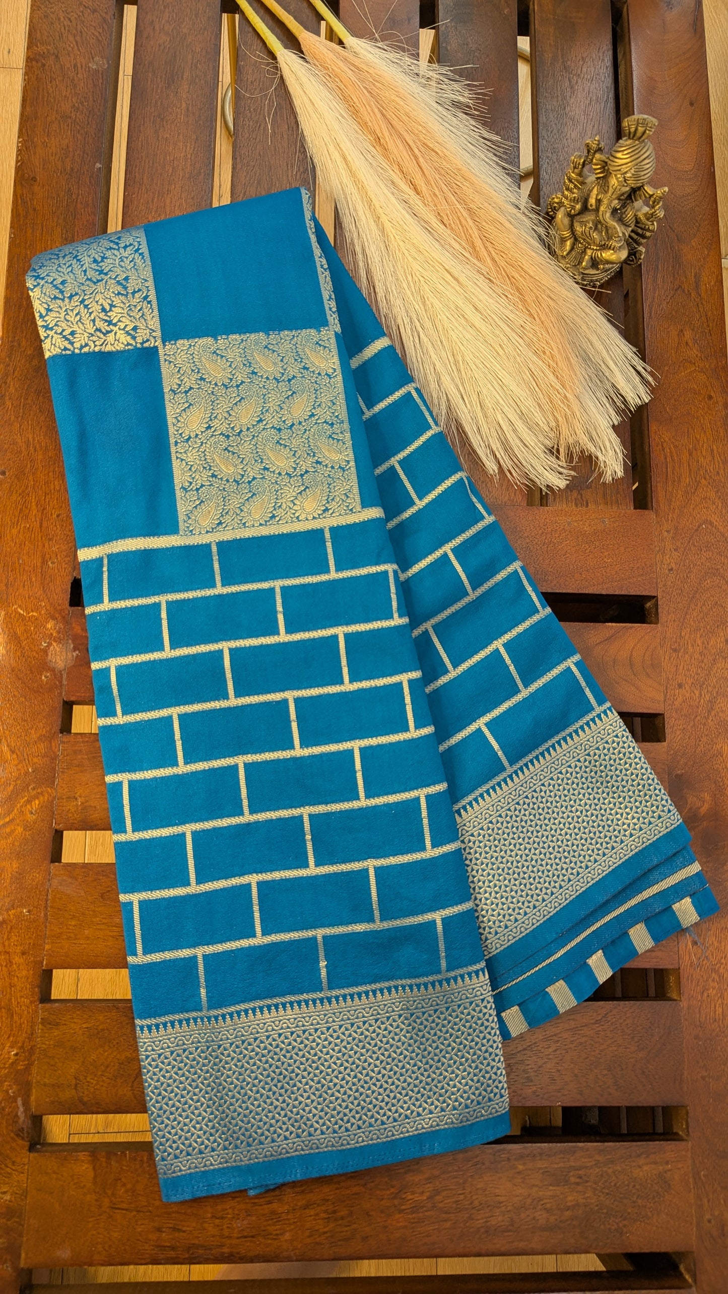 Blue Checks Crepe Silk