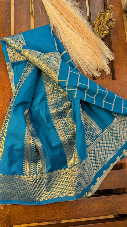 Blue Checks Crepe Silk