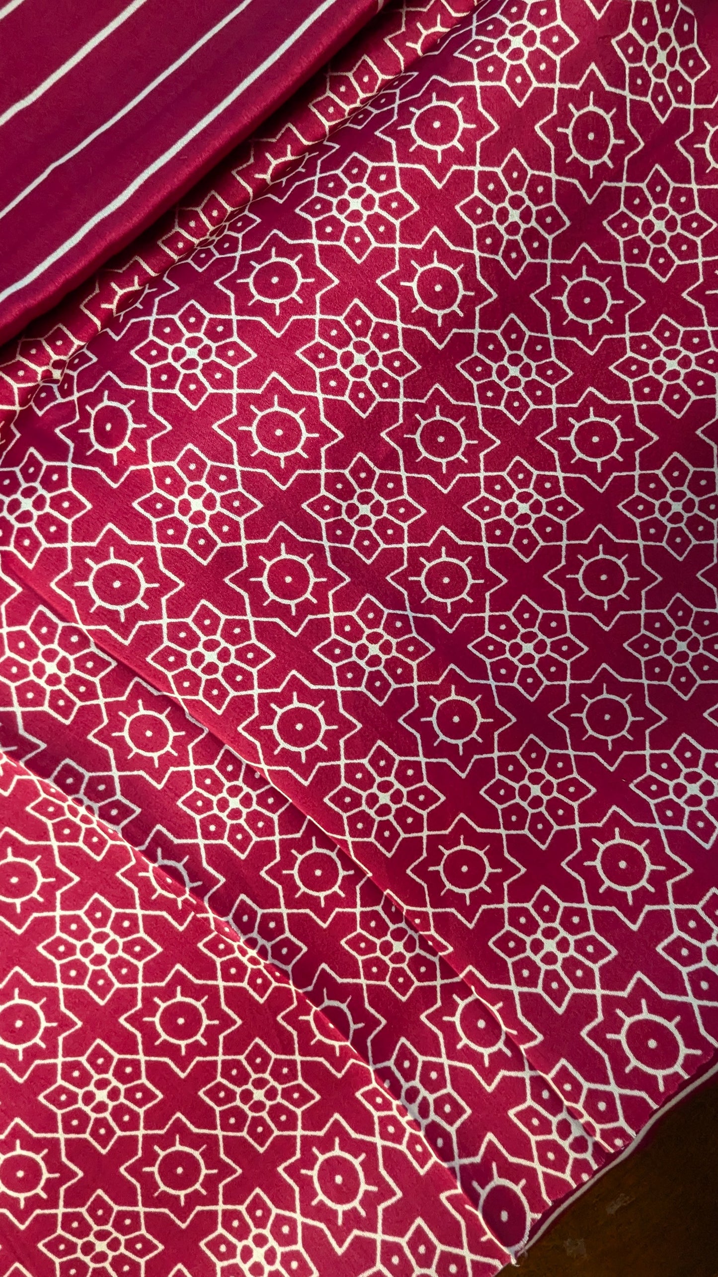 Pink and White Stripes Sateen Silk Saree