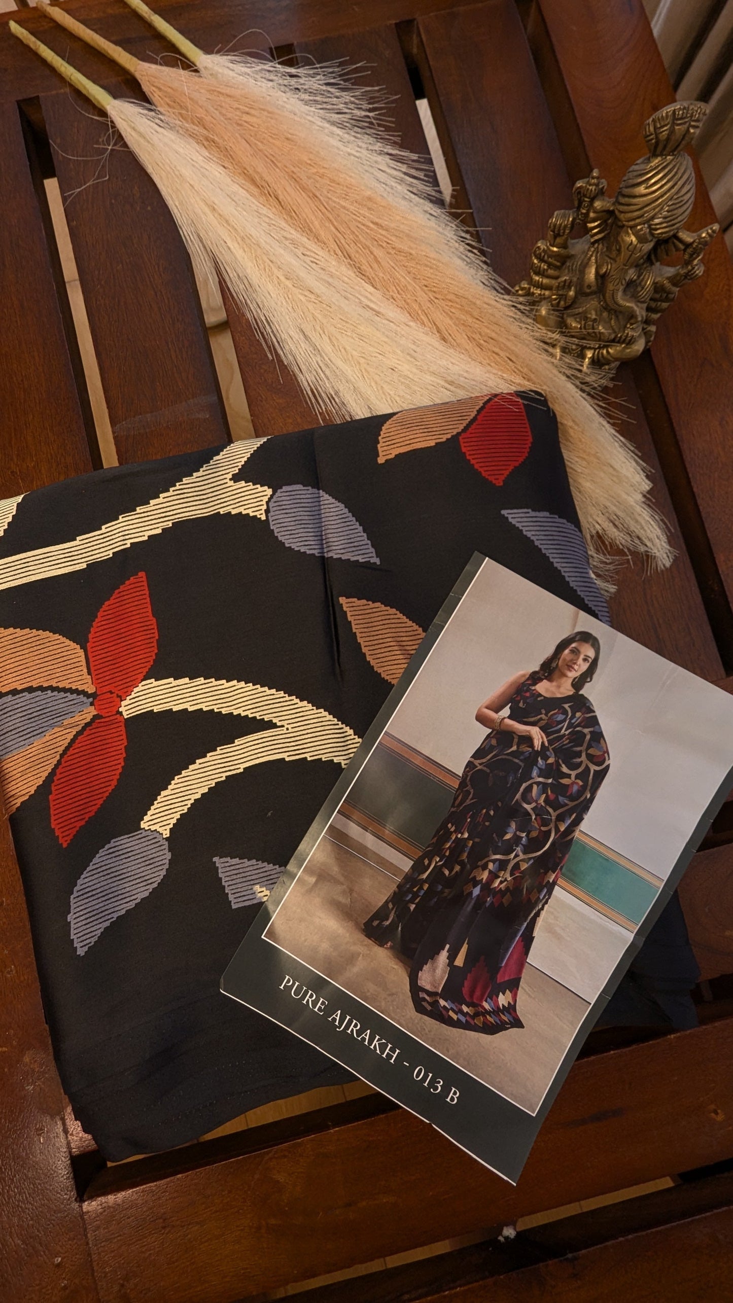 Black Digital Print Sateen Silk Saree