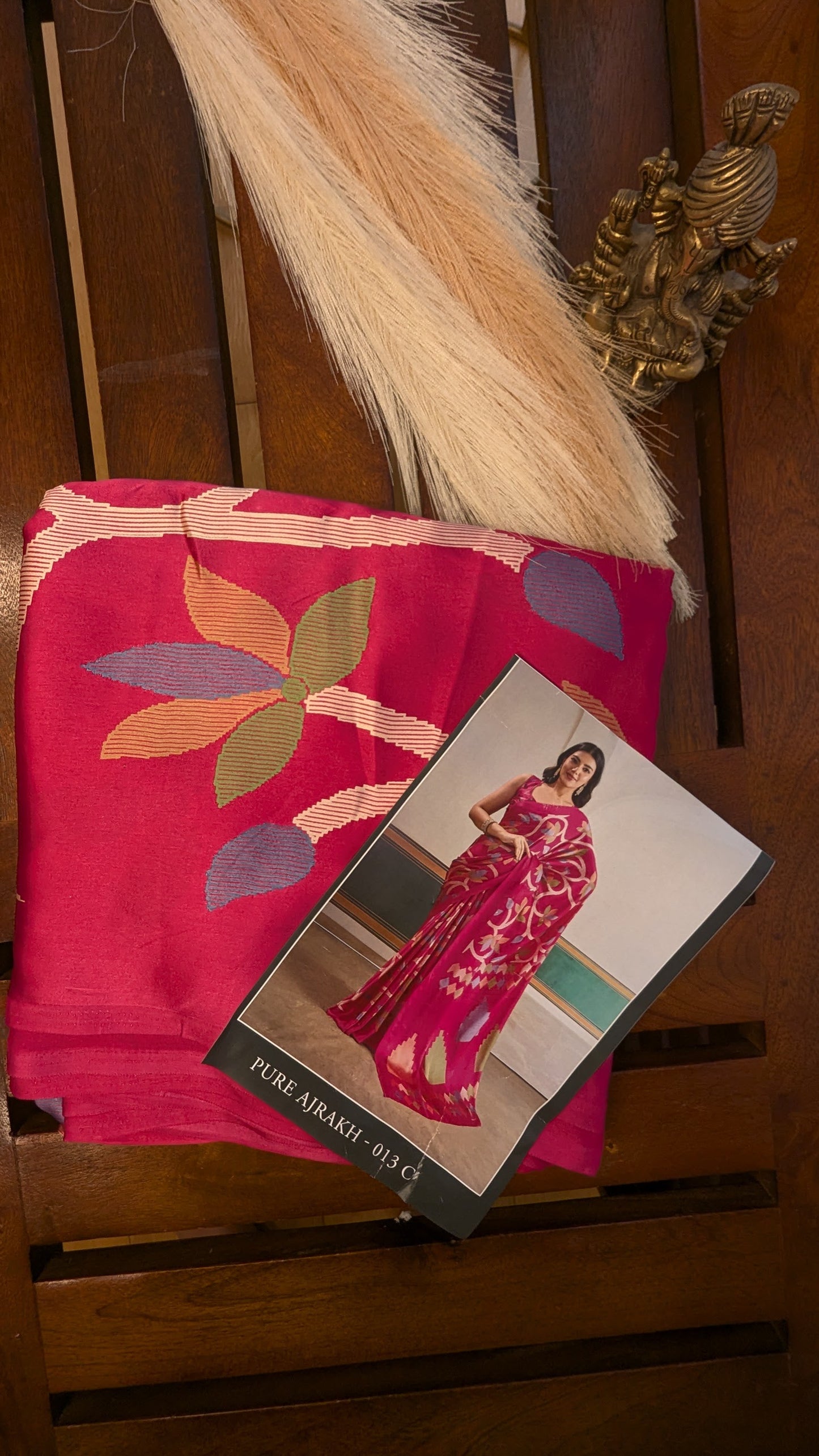 Pink Digital Print Sateen Silk Saree