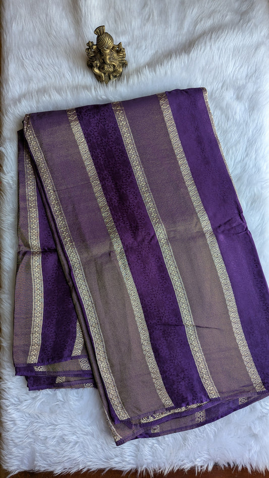 Purple Light Tissue with Zari Lines
