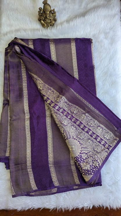 Purple Light Tissue with Zari Lines