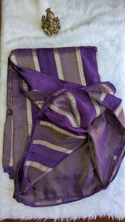 Purple Light Tissue with Zari Lines