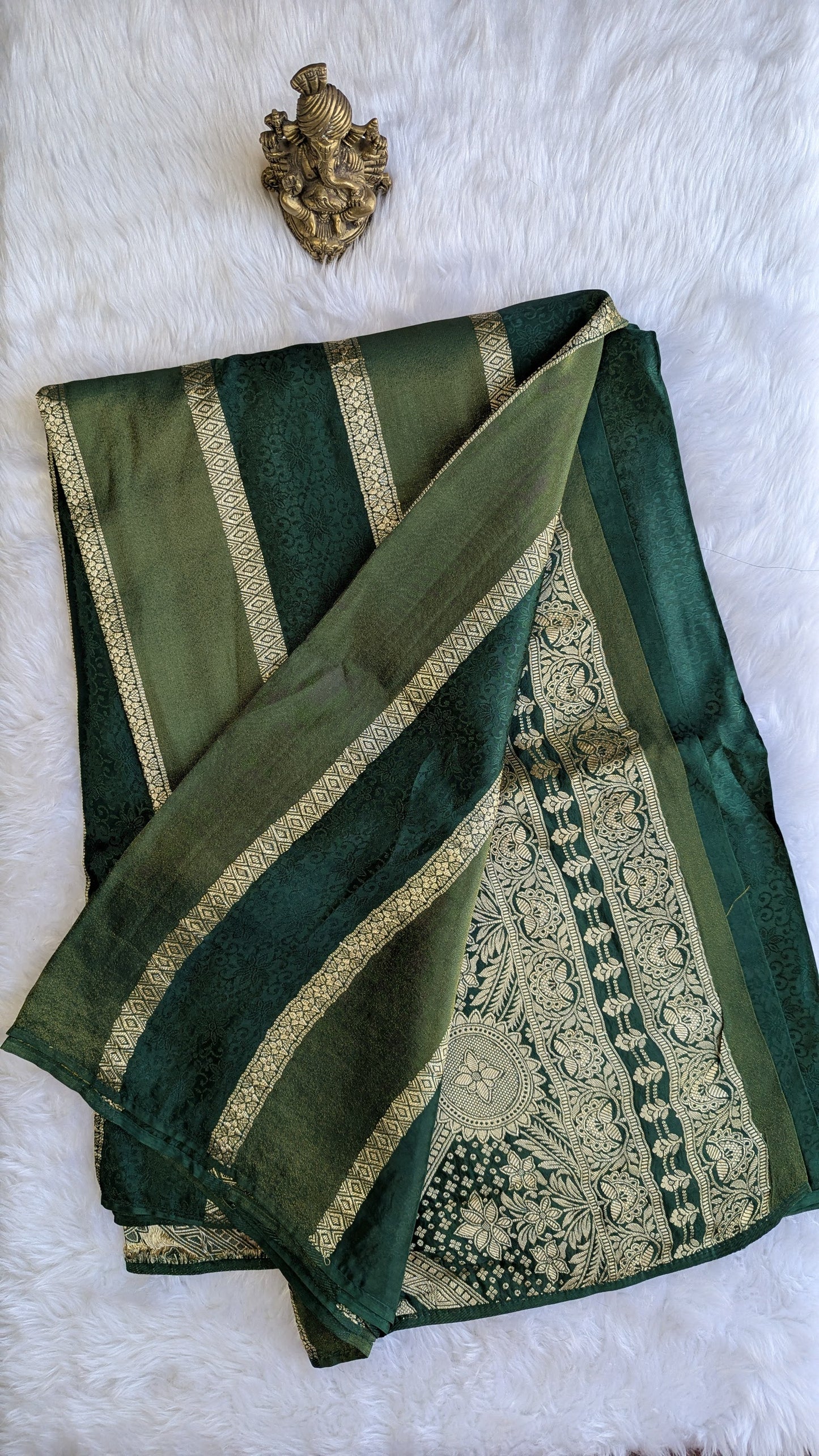 Green Tissue with Zari Lines