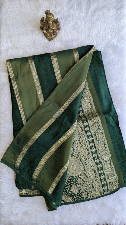 Green Tissue with Zari Lines