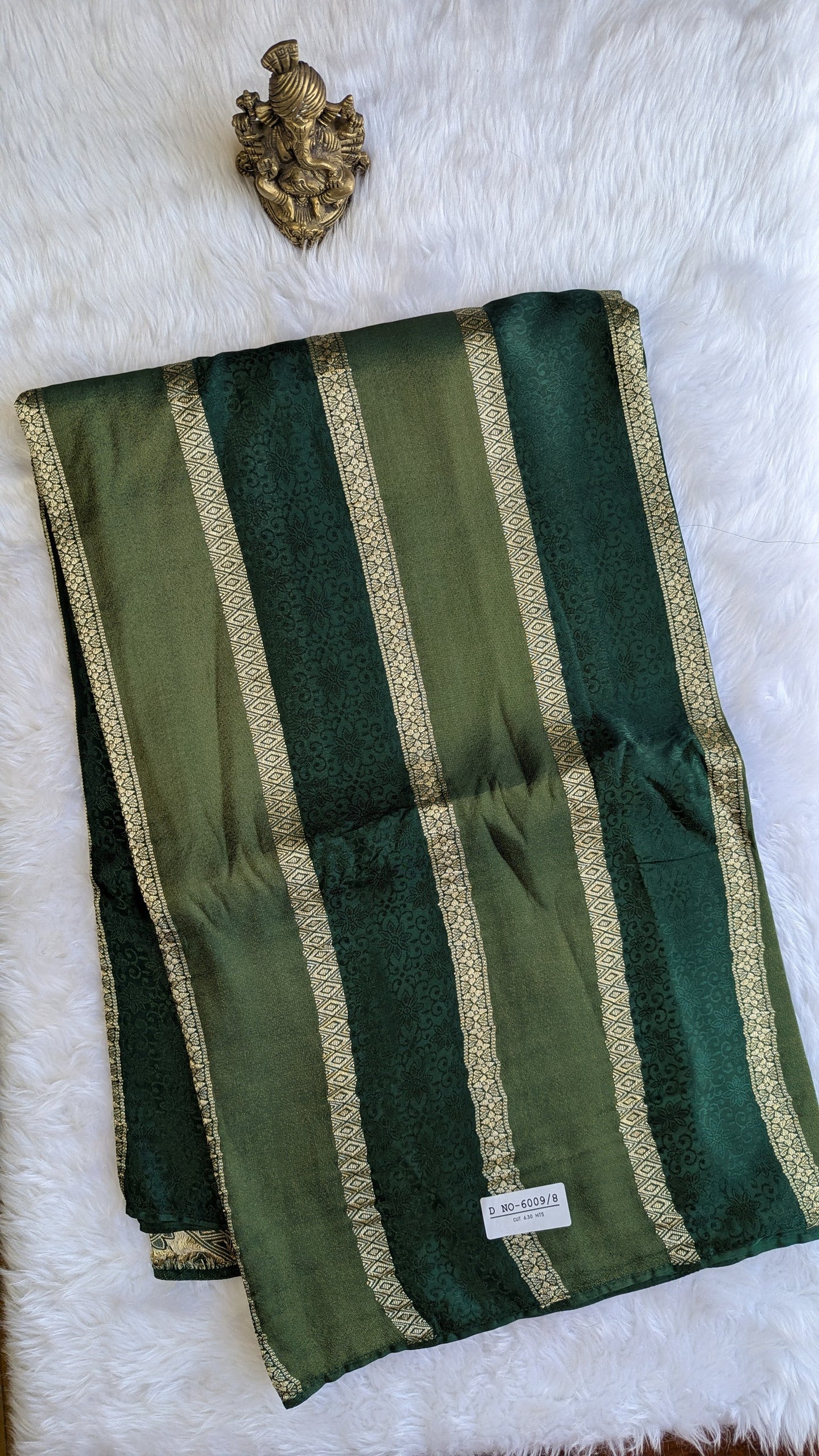 Green Tissue with Zari Lines