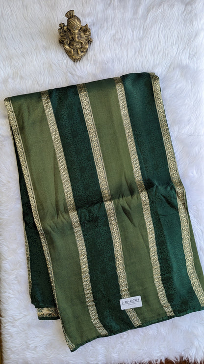 Green Tissue with Zari Lines