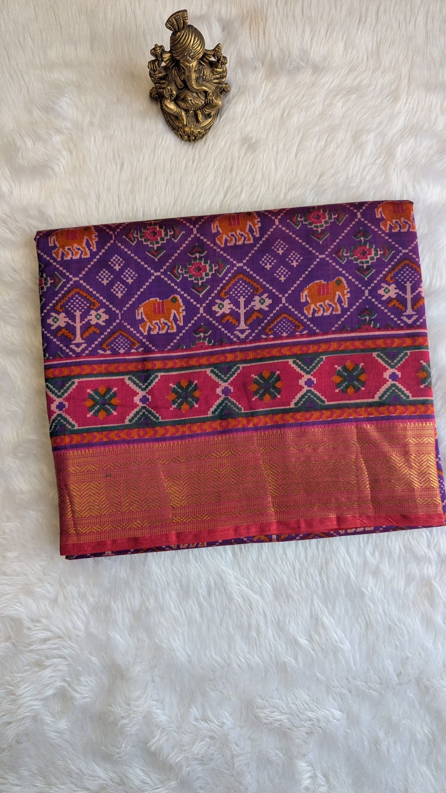 Cotton Blend Patola Silk Saree