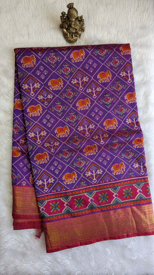 Cotton Blend Patola Silk Saree