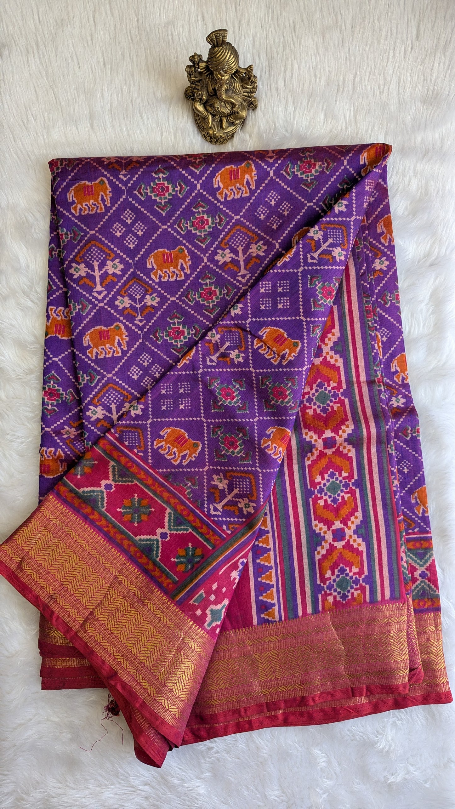 Cotton Blend Patola Silk Saree