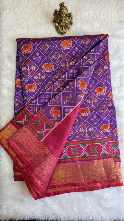 Cotton Blend Patola Silk Saree