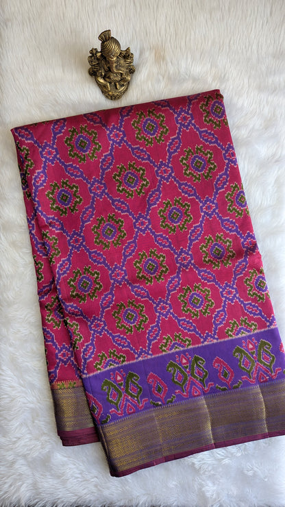 Cotton Blend Patola Silk Saree