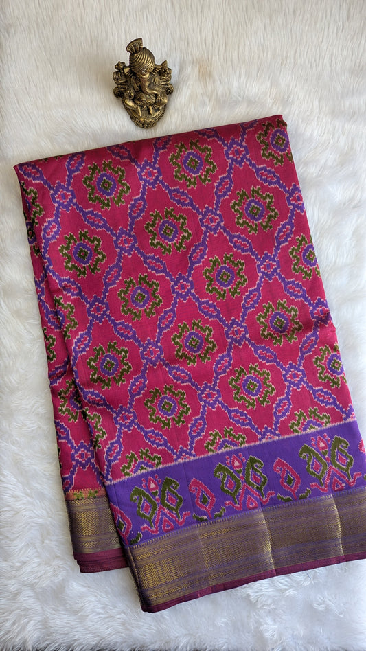Cotton Blend Patola Silk Saree