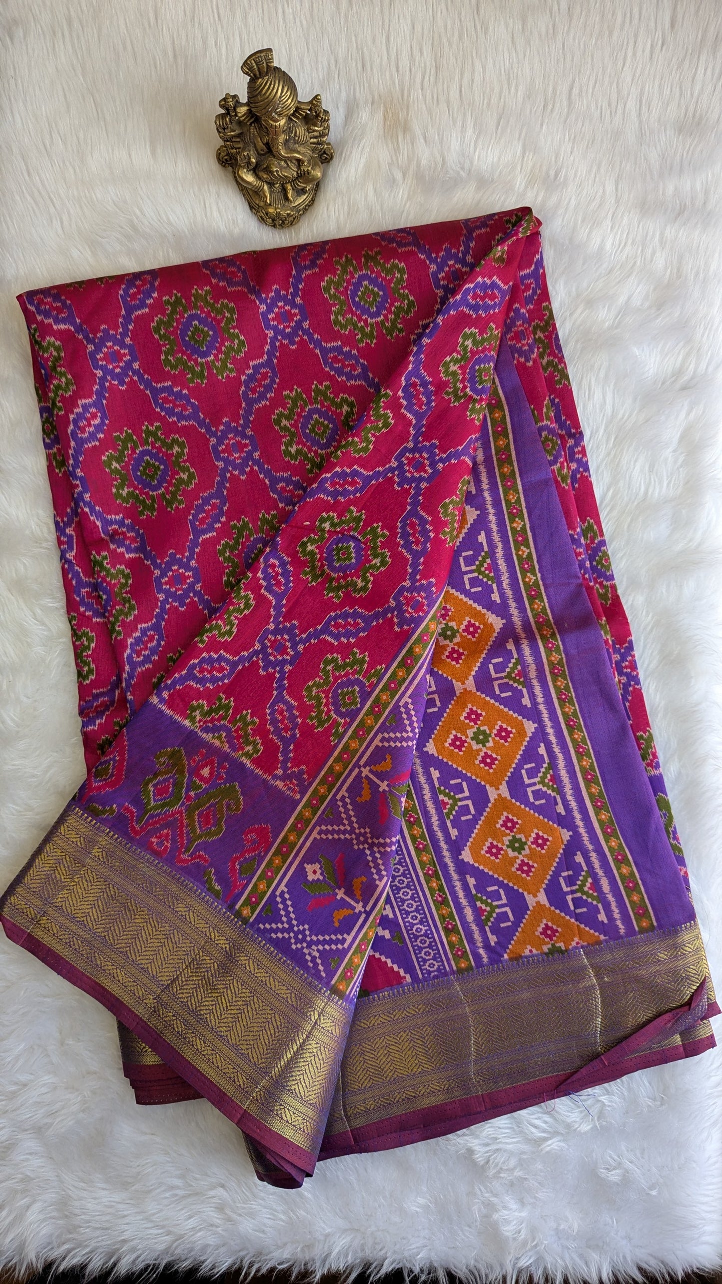 Cotton Blend Patola Silk Saree
