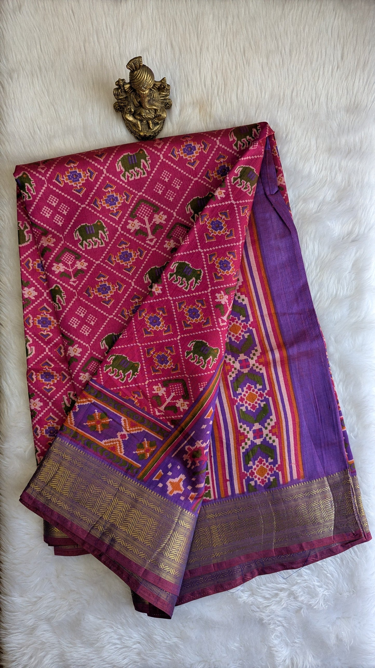 Cotton Blend Patola Silk Saree