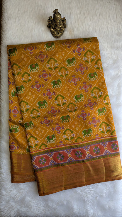 Cotton Blend Patola Silk Saree