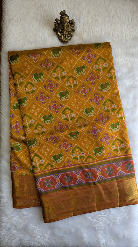 Cotton Blend Patola Silk Saree