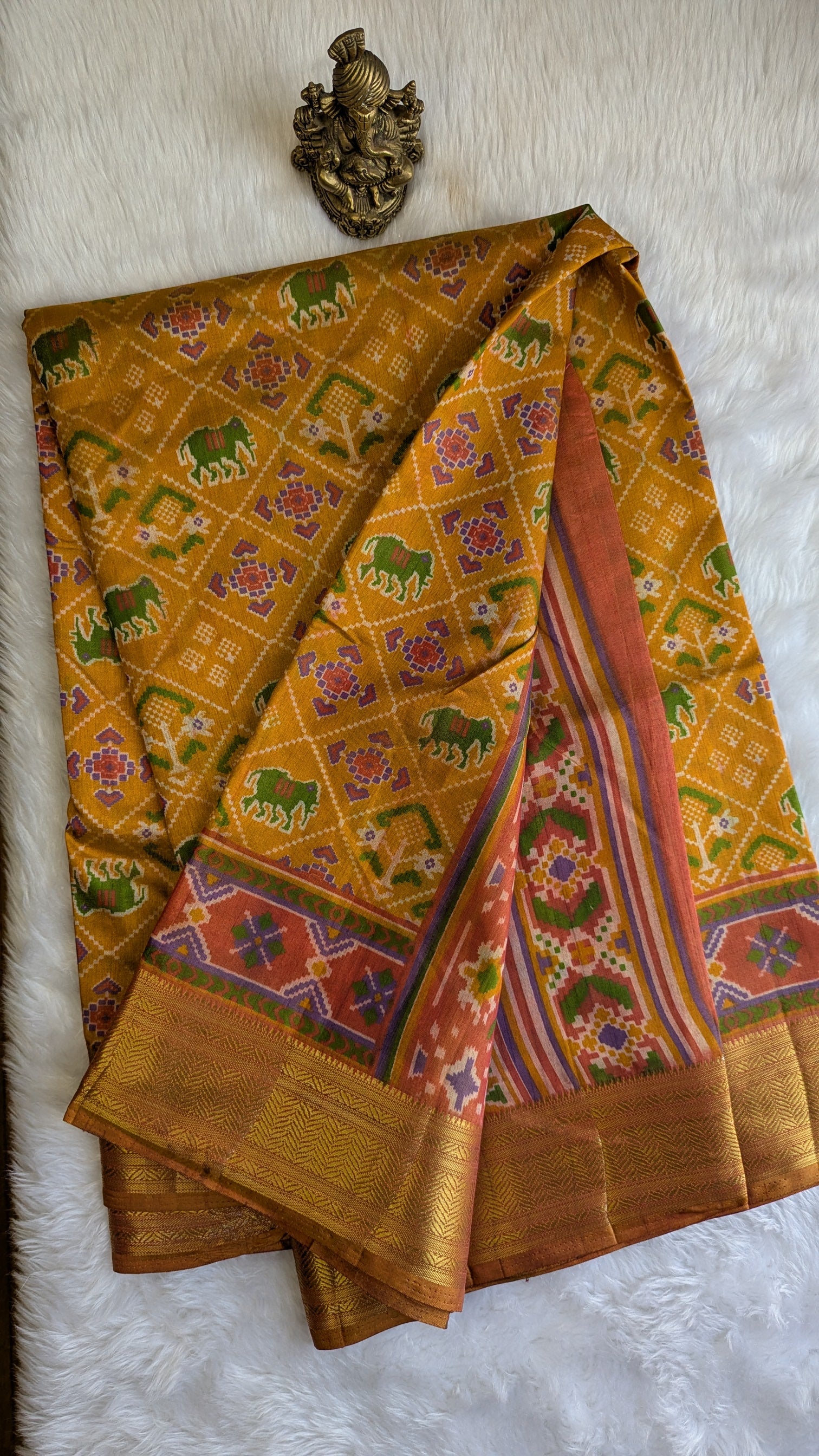 Cotton Blend Patola Silk Saree