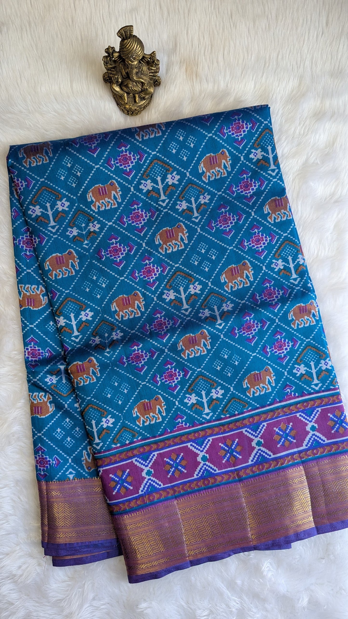 Cotton Blend Patola Silk Saree