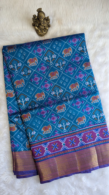 Cotton Blend Patola Silk Saree