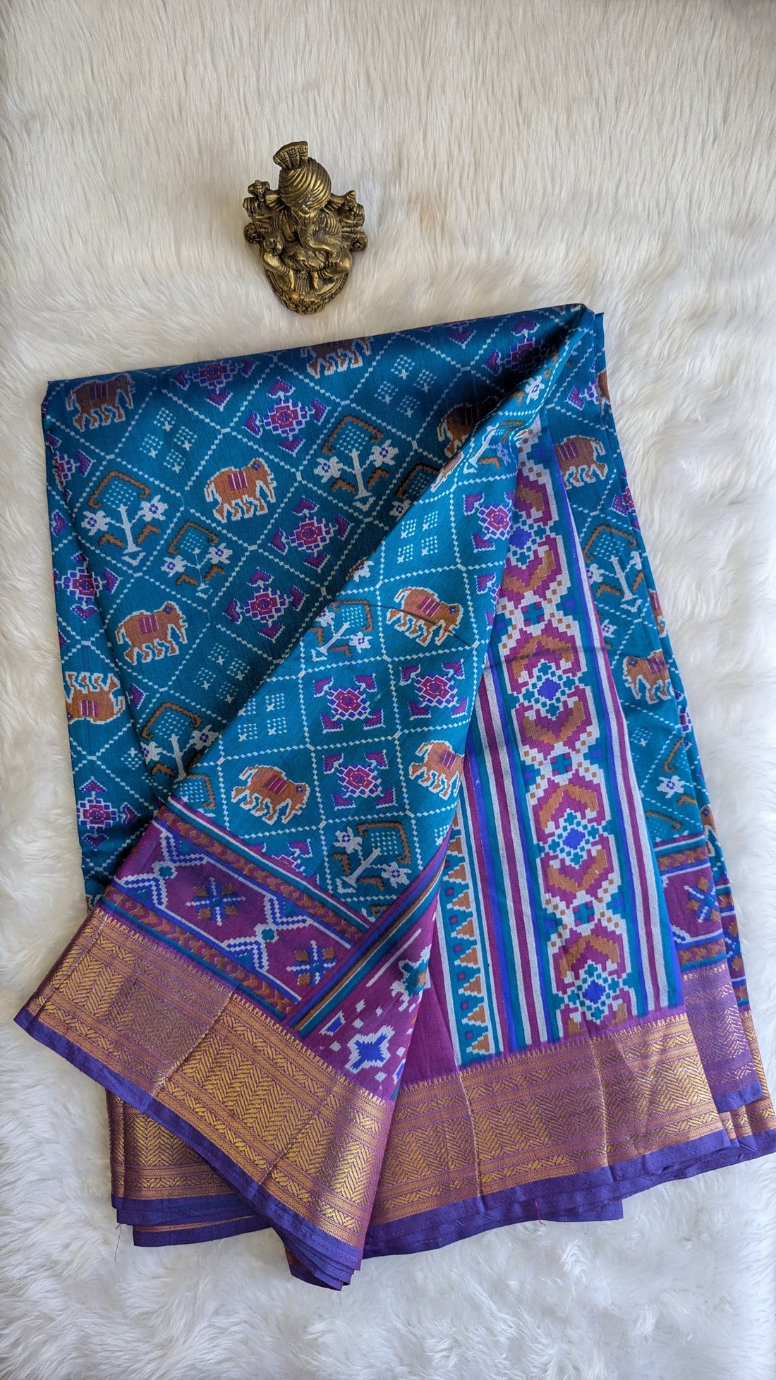Cotton Blend Patola Silk Saree