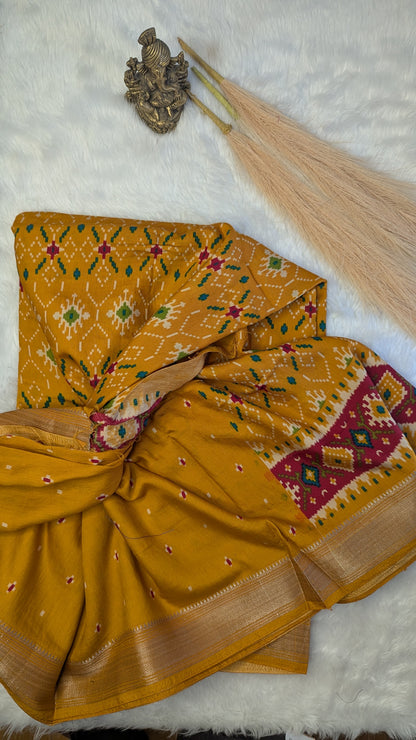 Soft Cotton Patola Print - Yellow