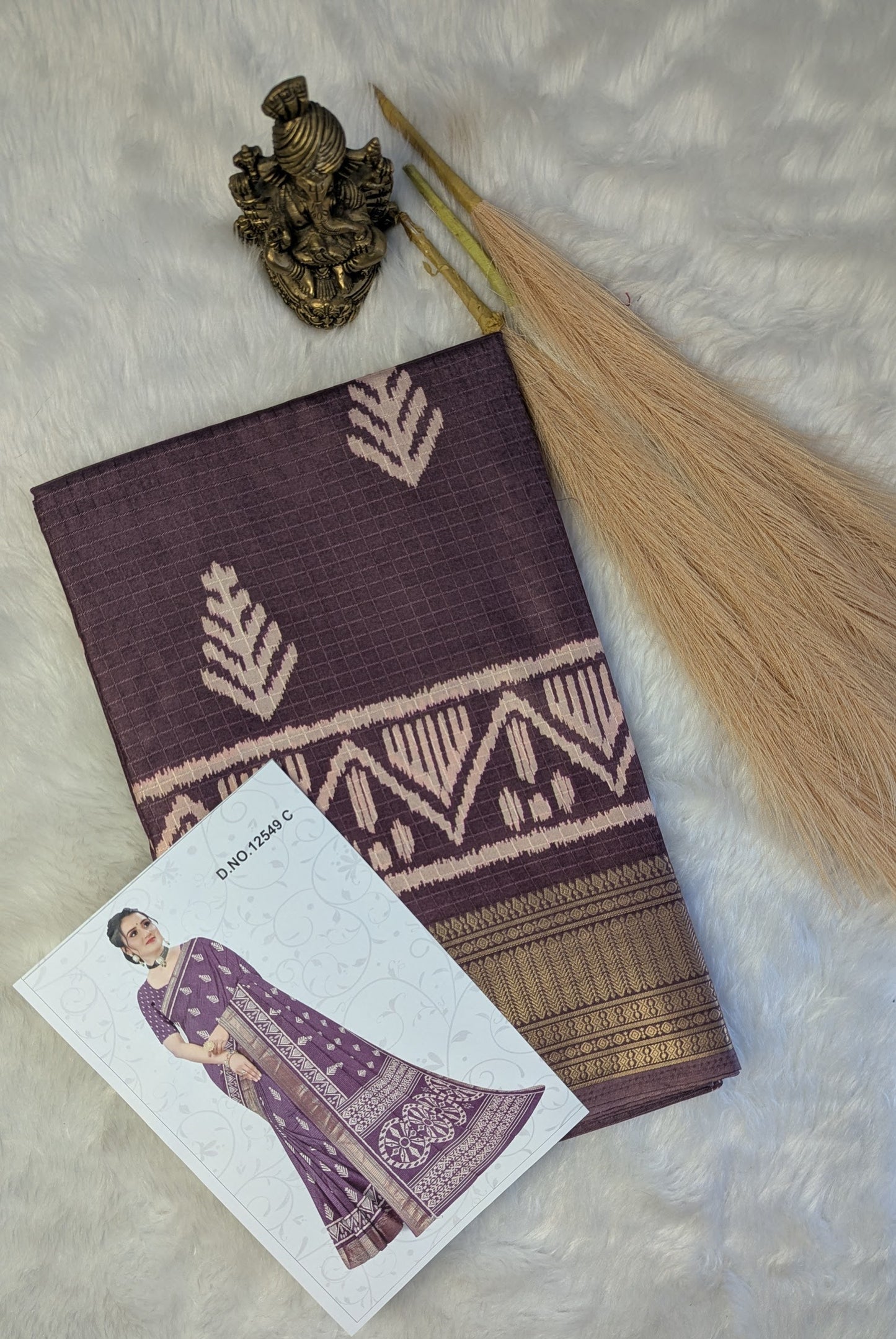 Soft Silk with Gold Border -Purple