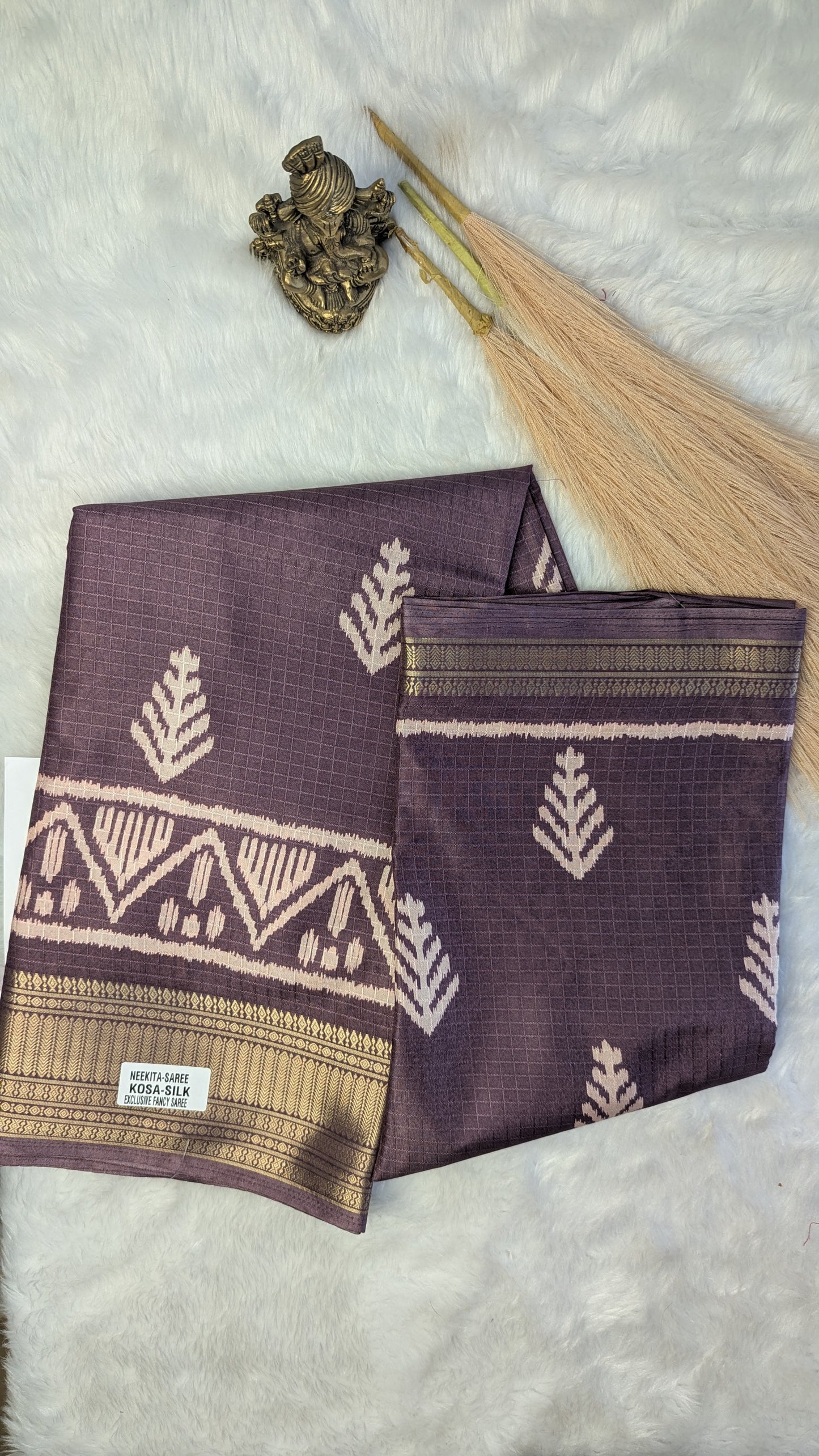 Soft Silk with Gold Border -Purple