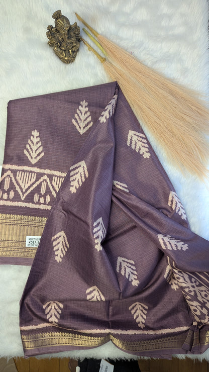 Soft Silk with Gold Border -Purple