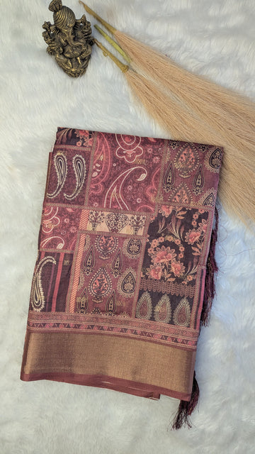 Art Silk Tapestry Saree - Pink