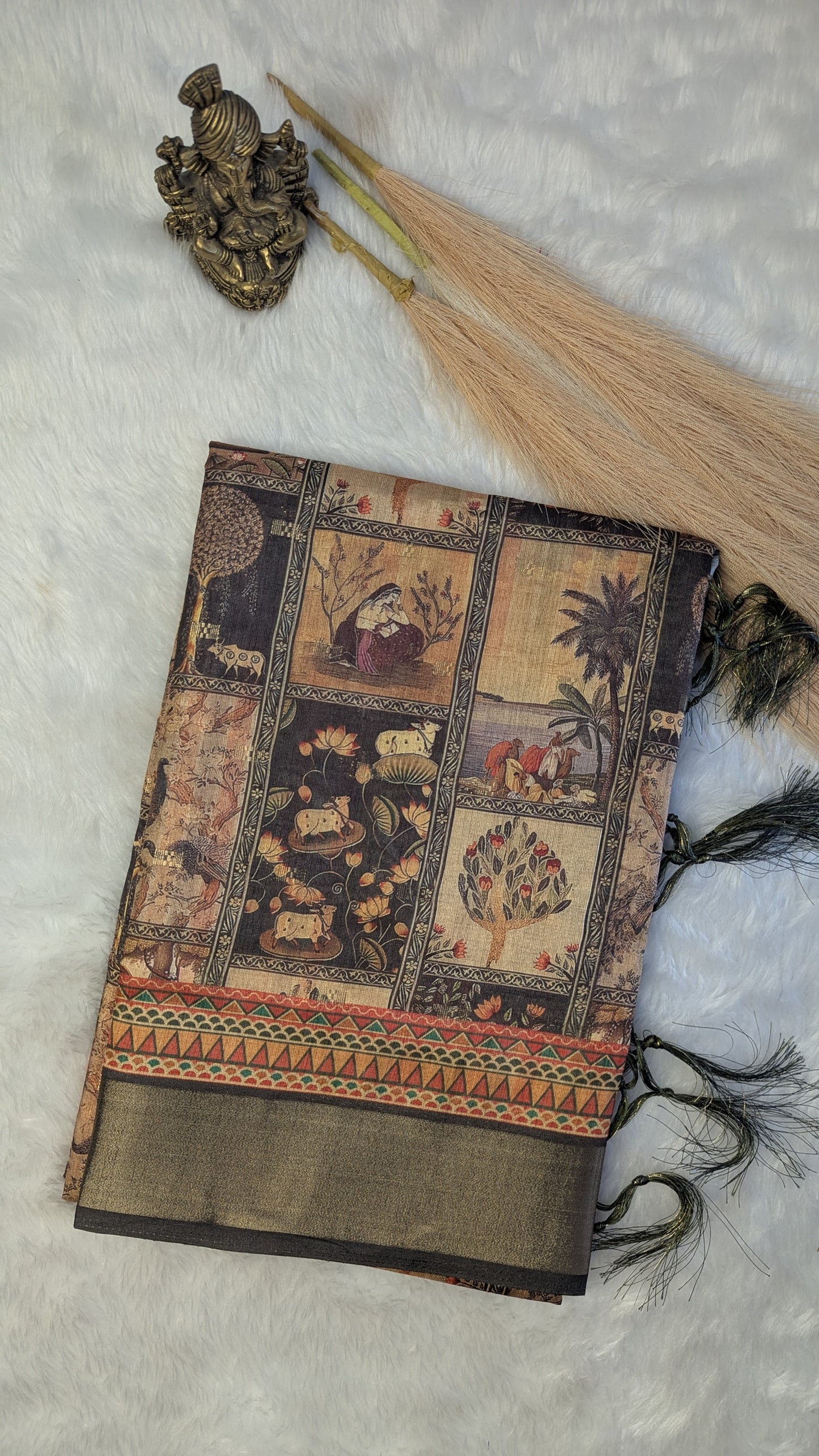 Art Silk Tapestry Saree - Grey