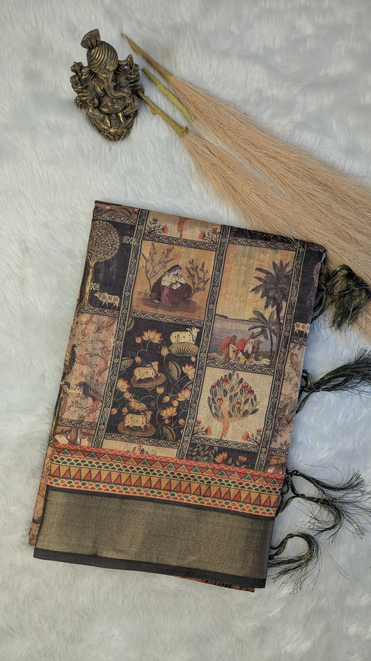 Art Silk Tapestry Saree - Grey