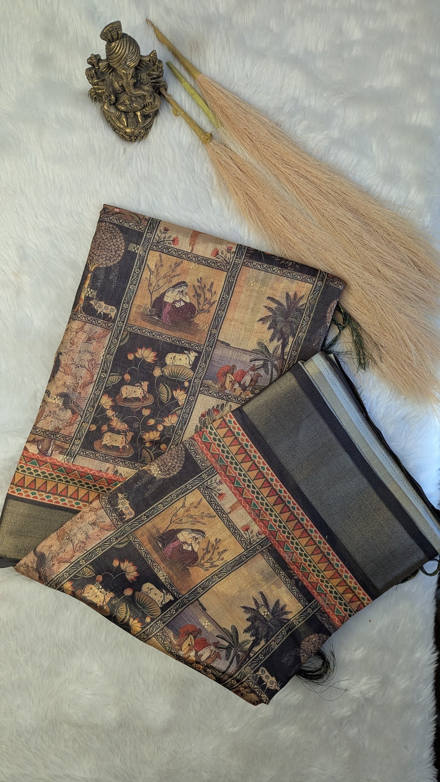 Art Silk Tapestry Saree - Grey