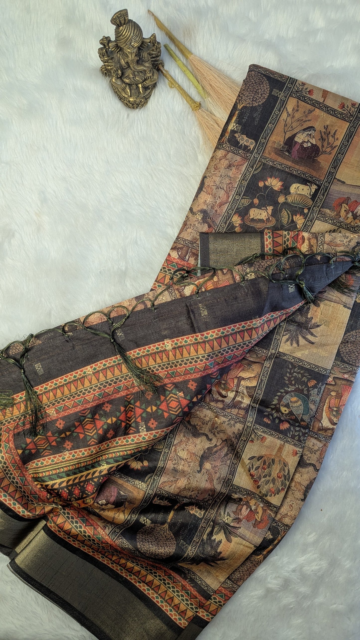 Art Silk Tapestry Saree - Grey