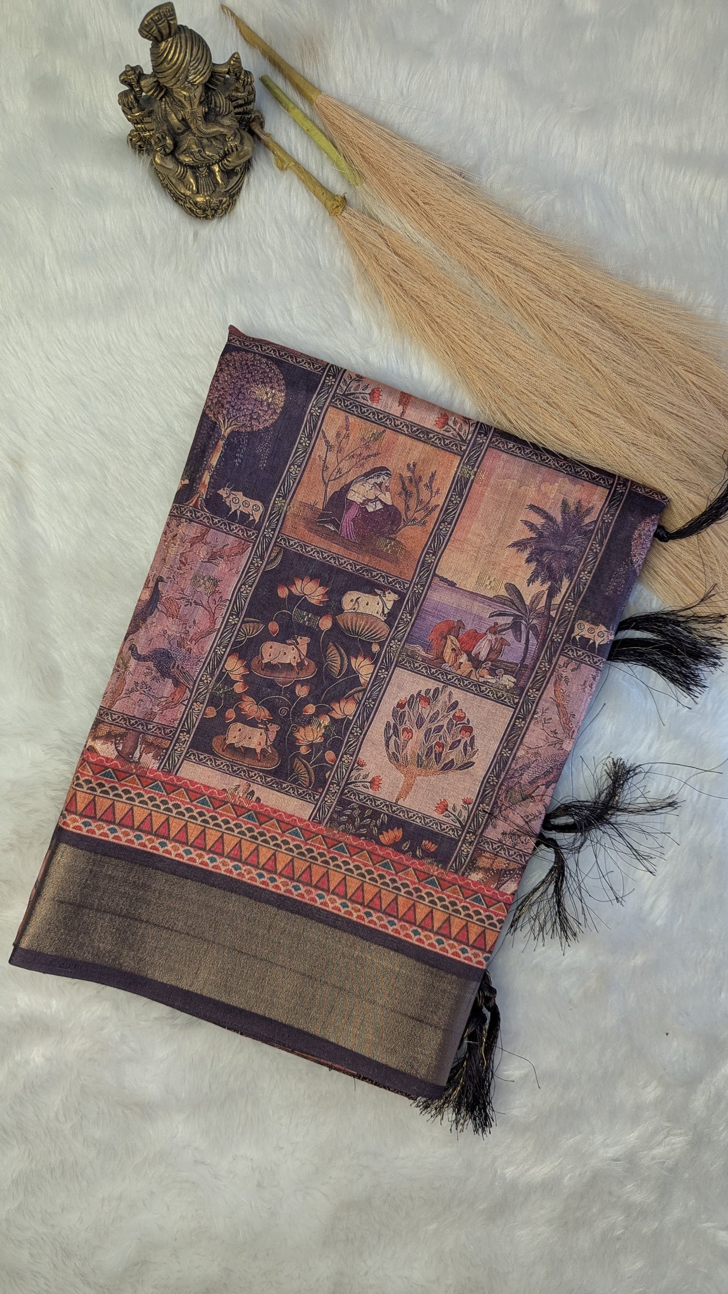 Art Silk Tapestry Saree - Peach