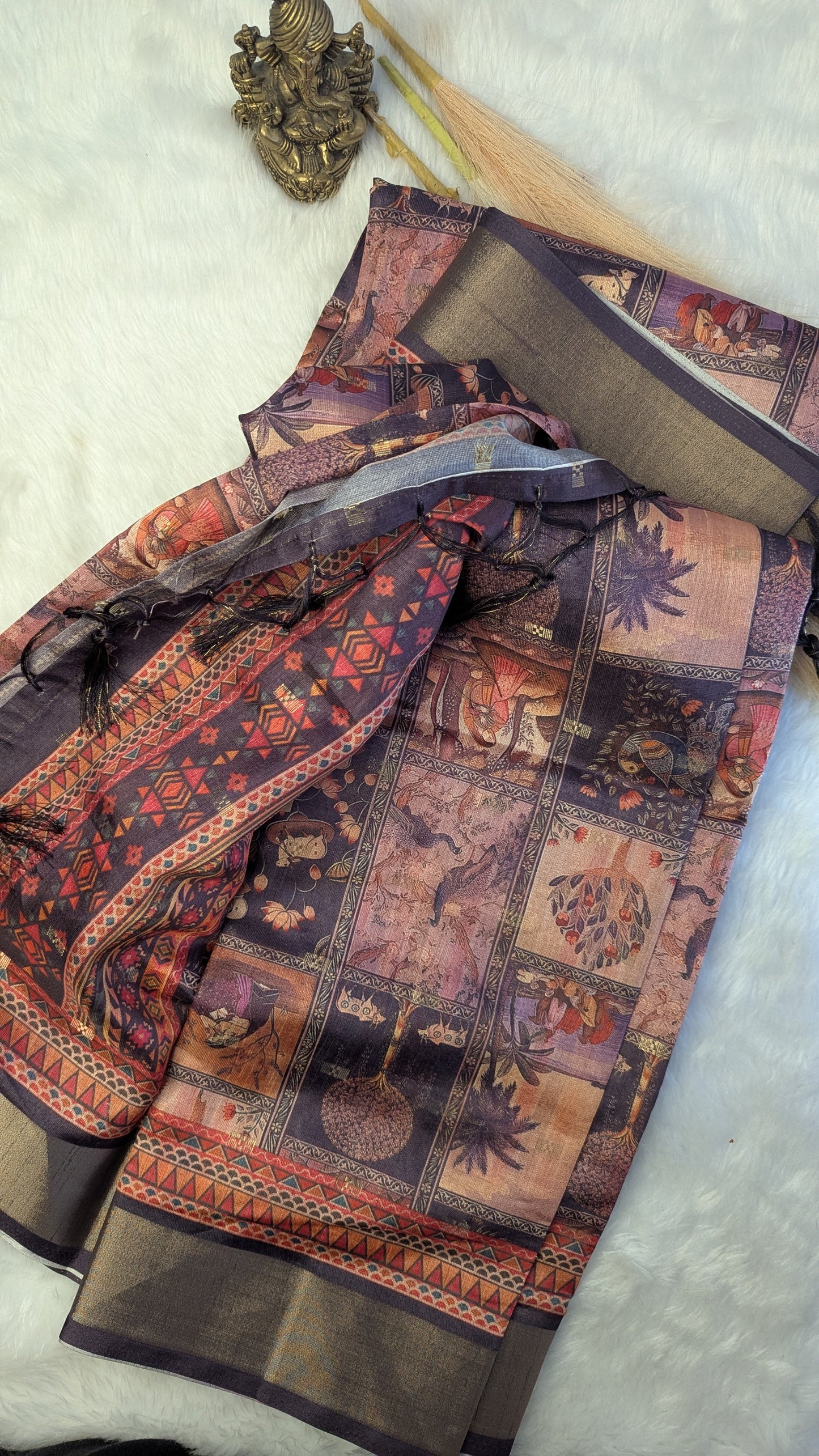 Art Silk Tapestry Saree - Peach